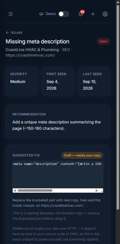 Issue detail and recommended fix on mobile